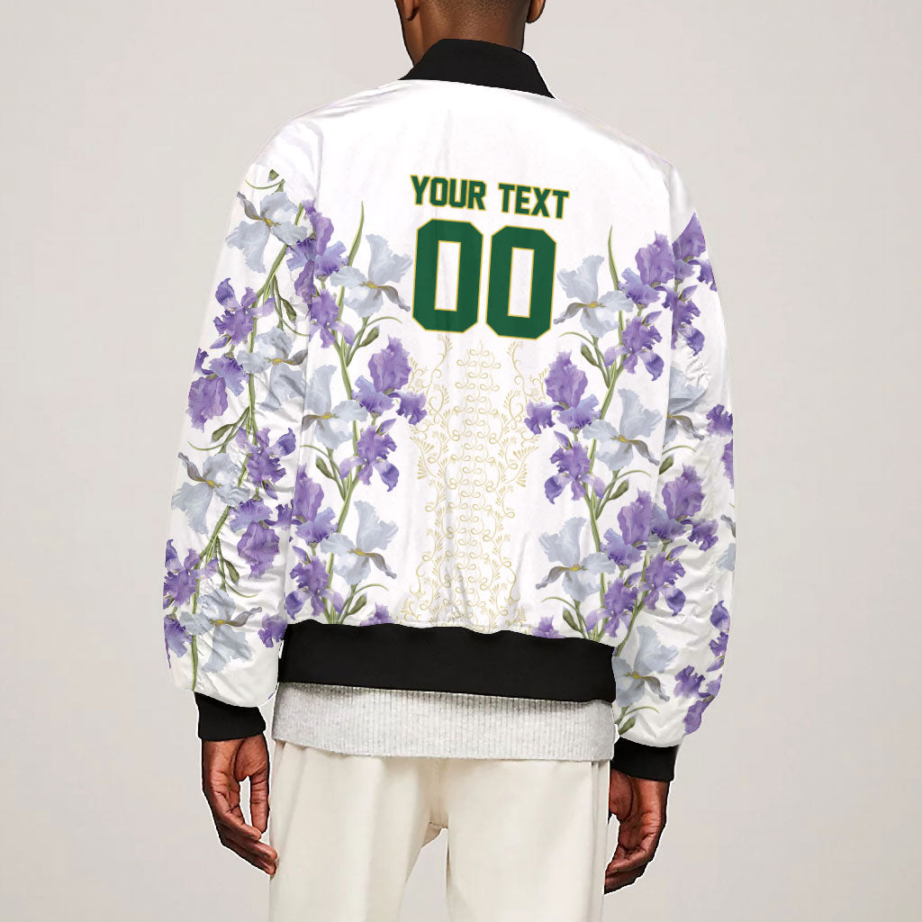 Custom Algeria Iris Floral White Bomber Jacket Africa Women’s Football Champion Series 2026