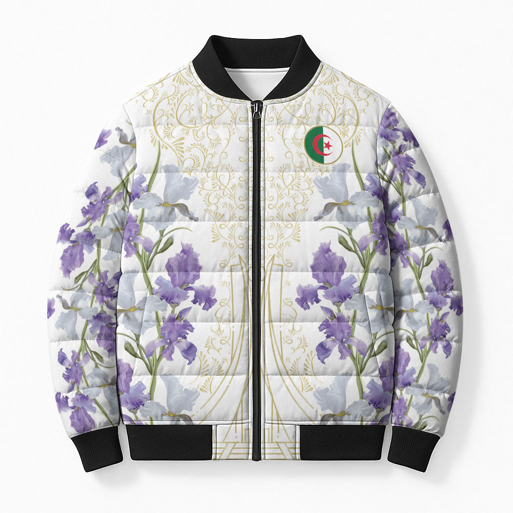 Custom Algeria Iris Floral White Bomber Puffer Jacket Africa Women’s Football Champion Series 2026