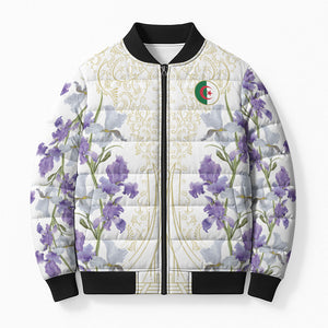 Custom Algeria Iris Floral White Bomber Puffer Jacket Africa Women’s Football Champion Series 2026