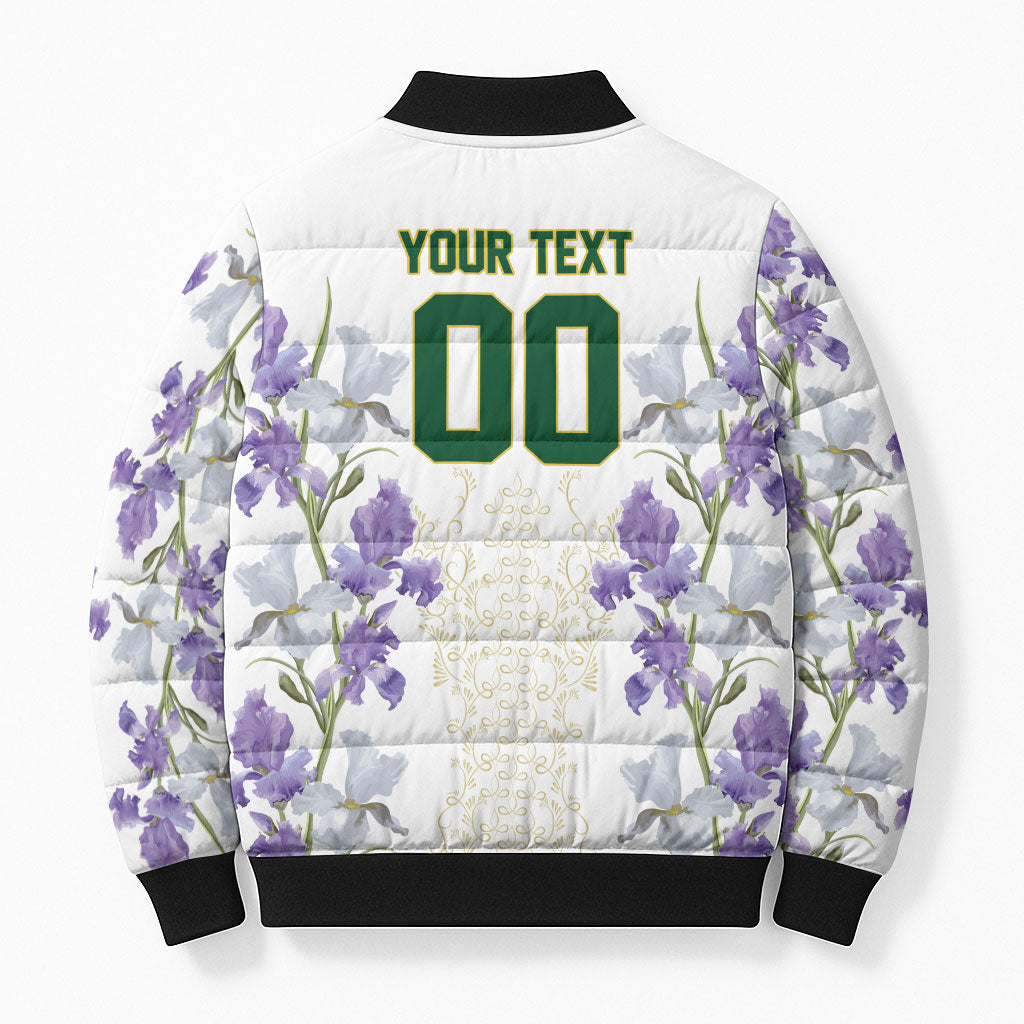 Custom Algeria Iris Floral White Bomber Puffer Jacket Africa Women’s Football Champion Series 2026