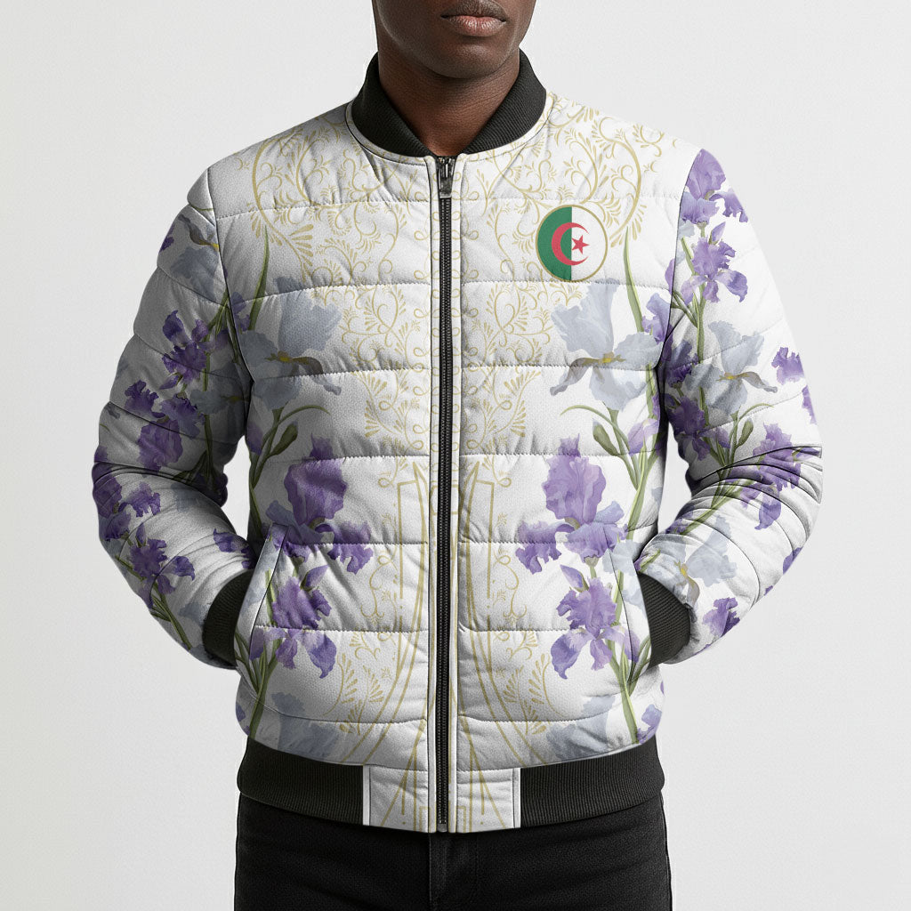 Custom Algeria Iris Floral White Bomber Puffer Jacket Africa Women’s Football Champion Series 2026