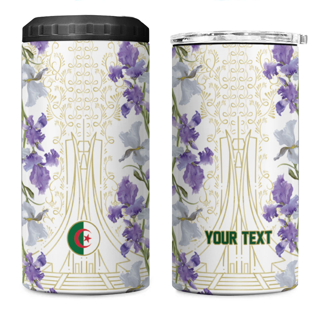 Custom Algeria Iris Floral White 4 in 1 Can Cooler Tumbler Africa Women’s Football Champion Series 2026