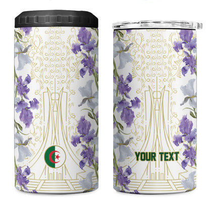 Custom Algeria Iris Floral White 4 in 1 Can Cooler Tumbler Africa Women’s Football Champion Series 2026