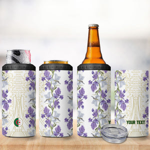 Custom Algeria Iris Floral White 4 in 1 Can Cooler Tumbler Africa Women’s Football Champion Series 2026