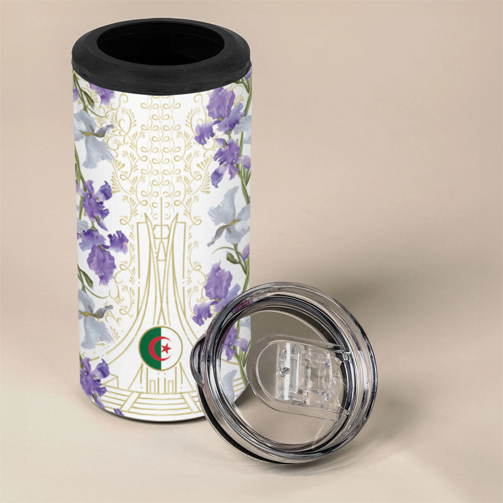 Custom Algeria Iris Floral White 4 in 1 Can Cooler Tumbler Africa Women’s Football Champion Series 2026