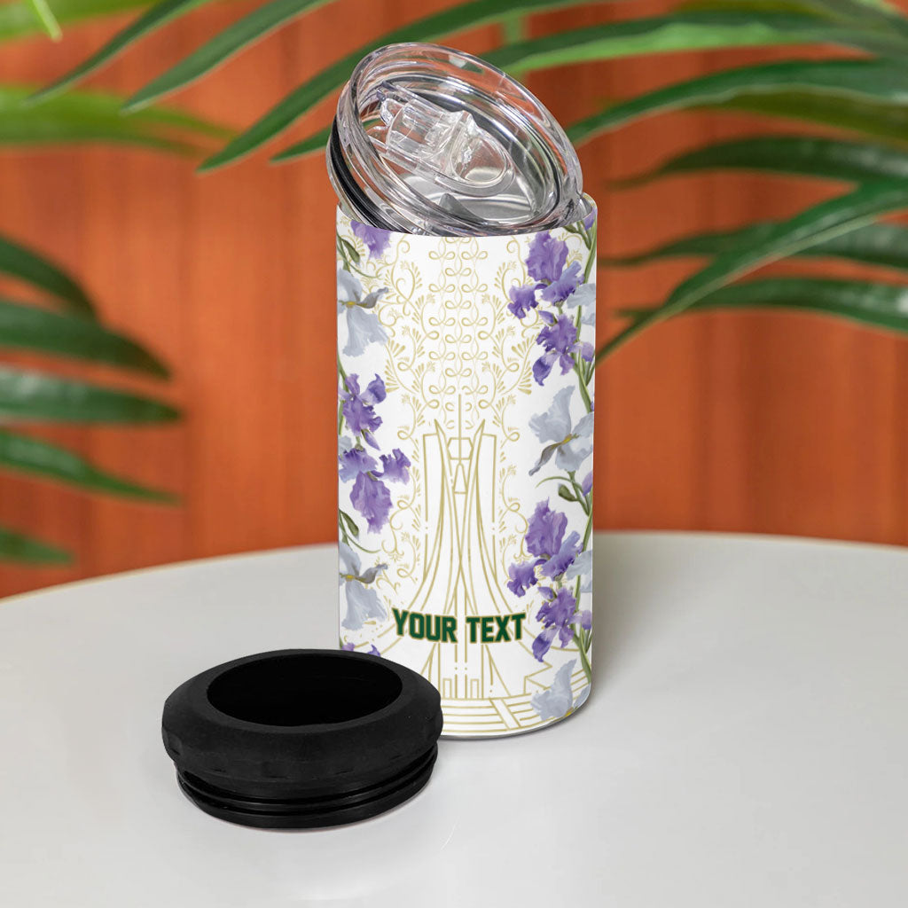 Custom Algeria Iris Floral White 4 in 1 Can Cooler Tumbler Africa Women’s Football Champion Series 2026