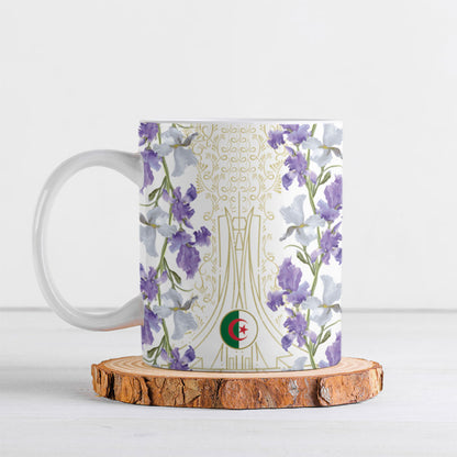 Custom Algeria Iris Floral White Ceramic Mug Africa Women’s Football Champion Series 2026