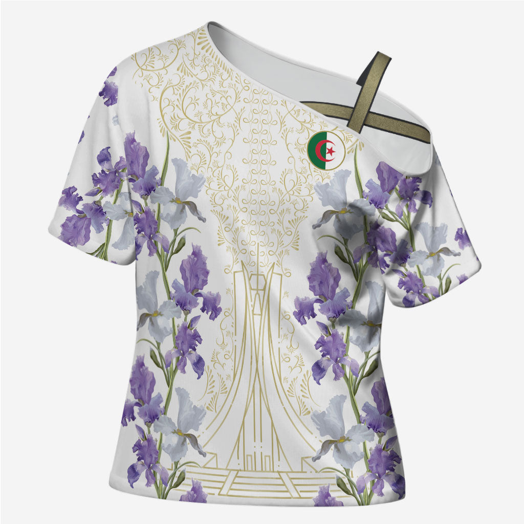 Custom Algeria Iris Floral White Cross Shoulder Shirt Africa Women’s Football Champion Series 2026