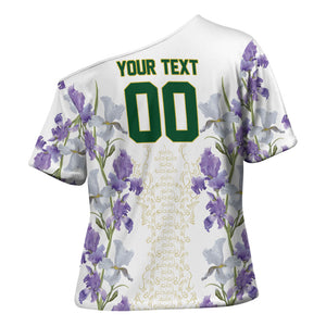 Custom Algeria Iris Floral White Cross Shoulder Shirt Africa Women’s Football Champion Series 2026