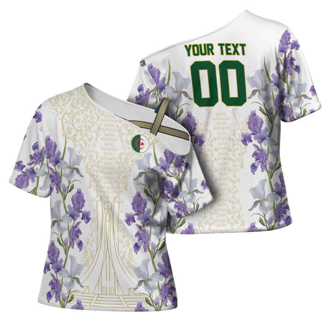 Custom Algeria Iris Floral White Cross Shoulder Shirt Africa Women’s Football Champion Series 2026