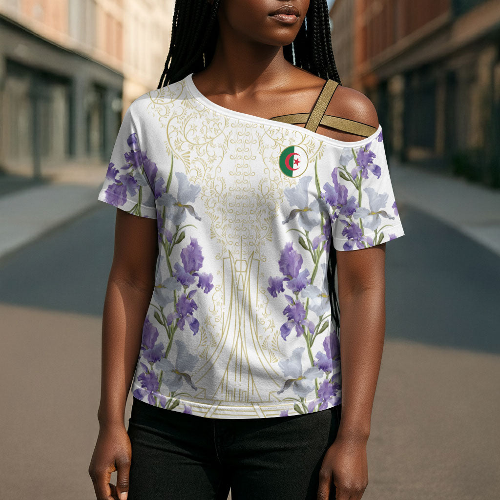 Custom Algeria Iris Floral White Cross Shoulder Shirt Africa Women’s Football Champion Series 2026