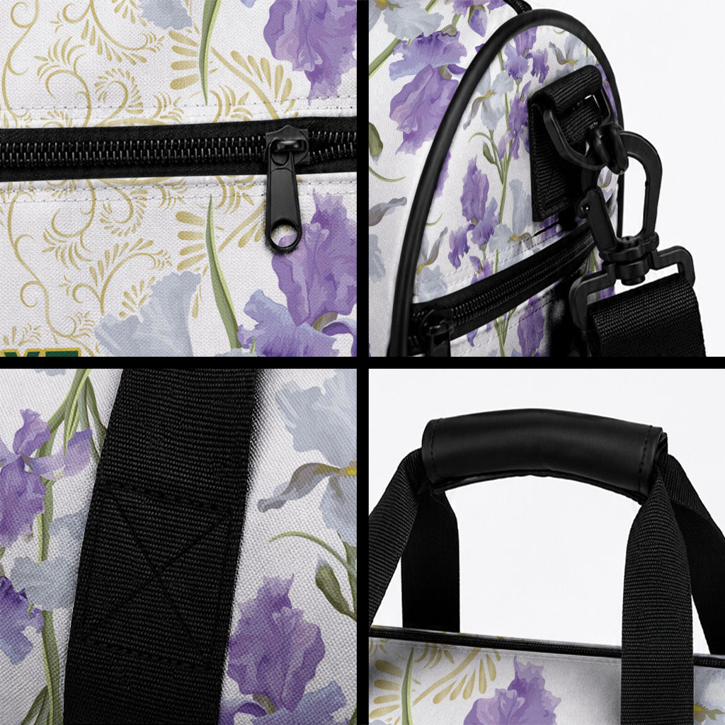 Custom Algeria Iris Floral White Duffle Bag Africa Women’s Football Champion Series 2026