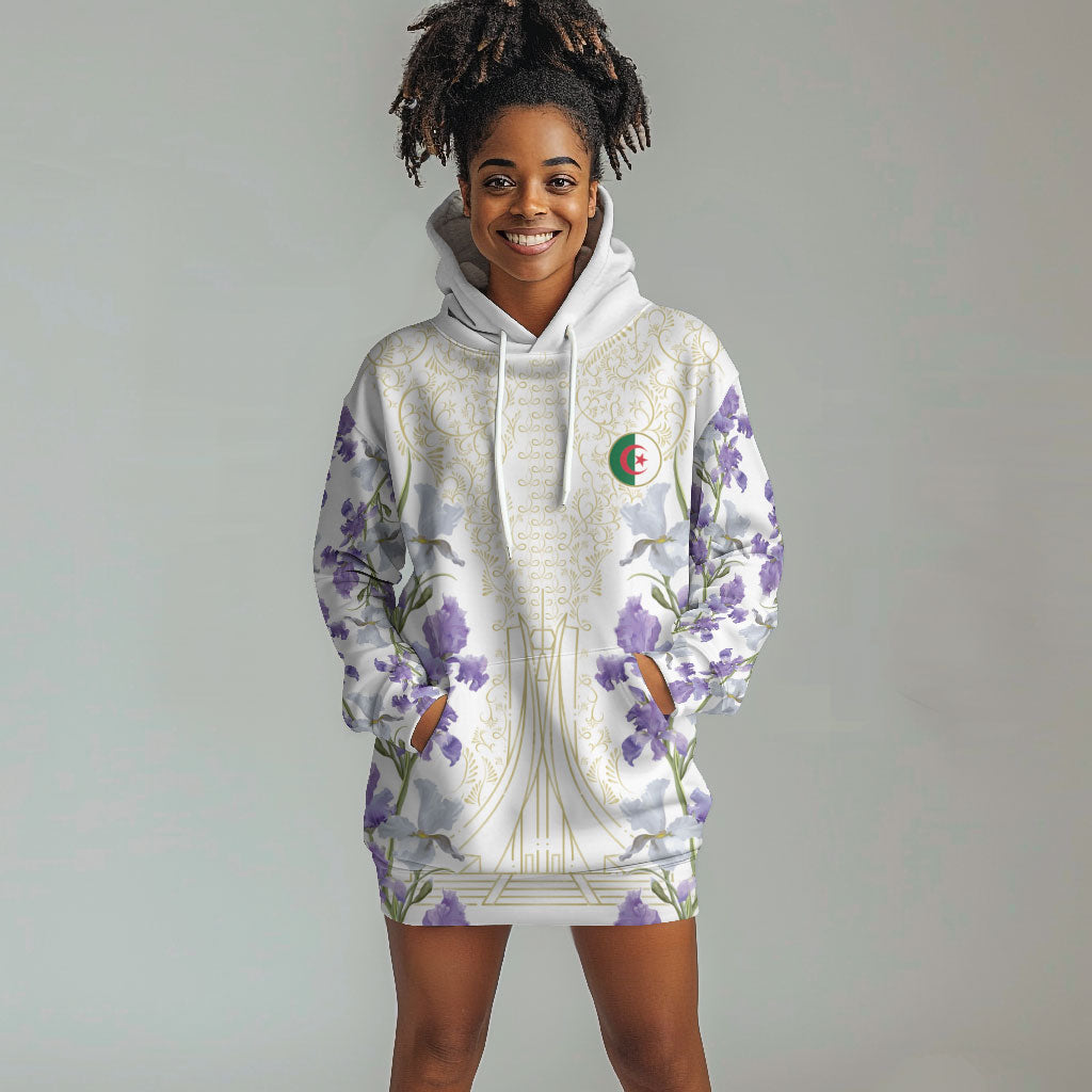 Custom Algeria Iris Floral White Hoodie Dress Africa Women’s Football Champion Series 2026