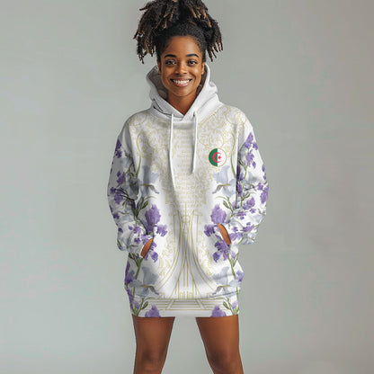 Custom Algeria Iris Floral White Hoodie Dress Africa Women’s Football Champion Series 2026