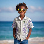 Custom Algeria Iris Floral White Kid Hawaiian Shirt Africa Women’s Football Champion Series 2026
