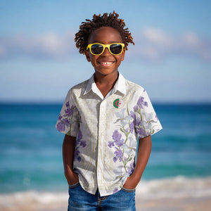 Custom Algeria Iris Floral White Kid Hawaiian Shirt Africa Women’s Football Champion Series 2026