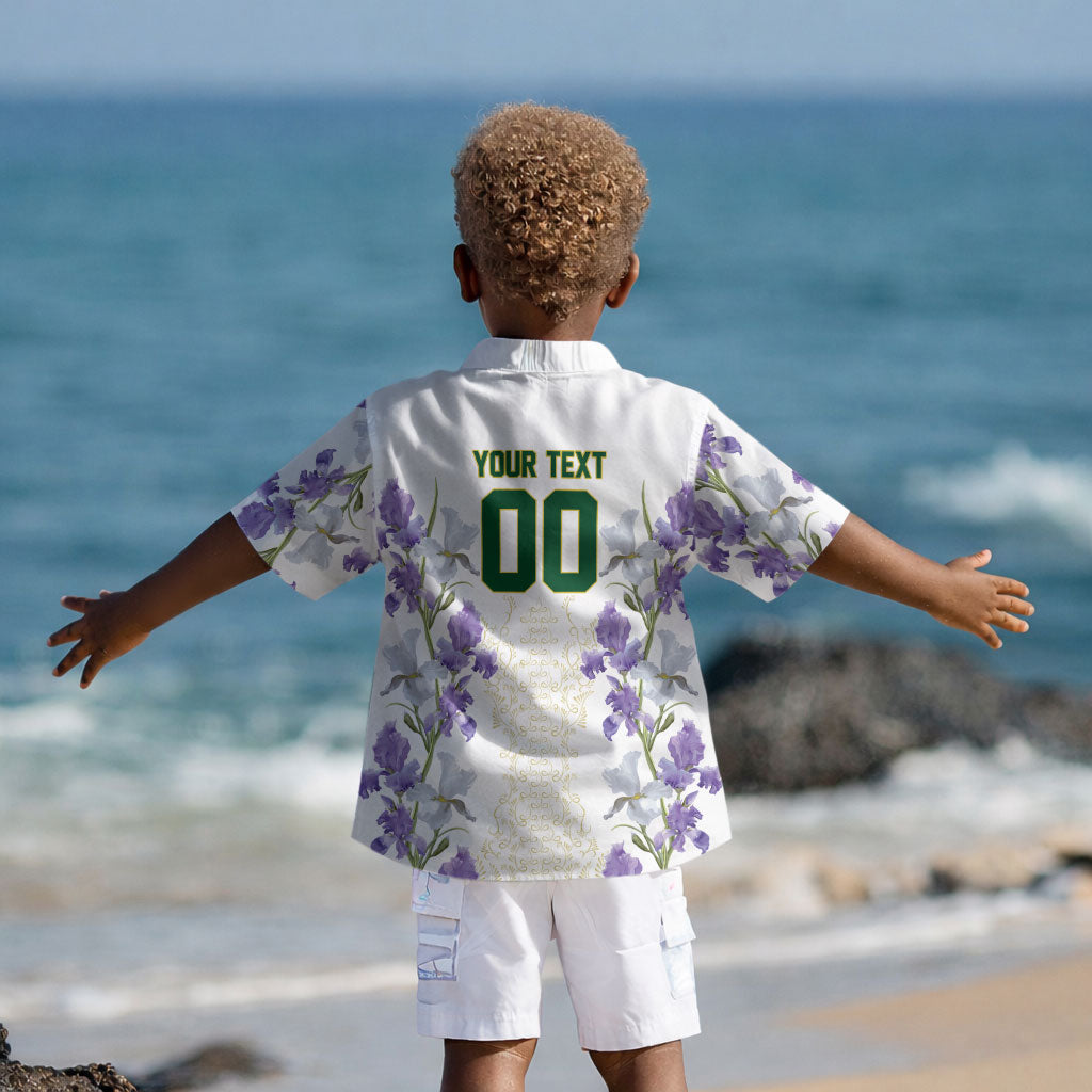 Custom Algeria Iris Floral White Kid Hawaiian Shirt Africa Women’s Football Champion Series 2026