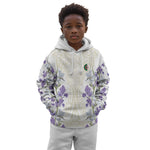 Custom Algeria Iris Floral White Kid Hoodie Africa Women’s Football Champion Series 2026