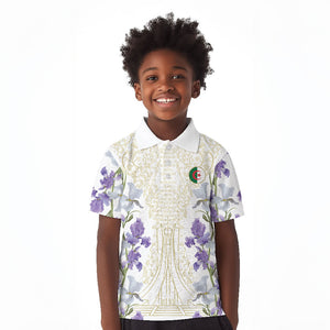 Custom Algeria Iris Floral White Kid Polo Shirt Africa Women’s Football Champion Series 2026