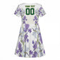Custom Algeria Iris Floral White Kid Short Sleeve Dress Africa Women’s Football Champion Series 2026
