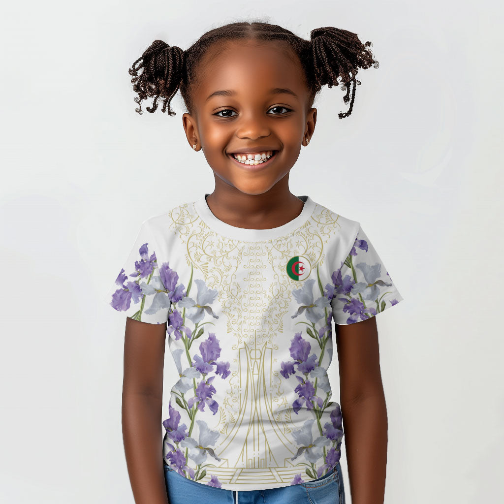 Custom Algeria Iris Floral White Kid T shirt Africa Women’s Football Champion Series 2026