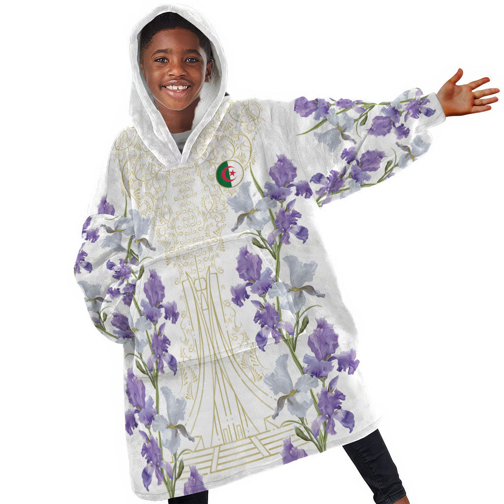 Custom Algeria Iris Floral White Kid Wearable Blanket Hoodie Africa Women’s Football Champion Series 2026