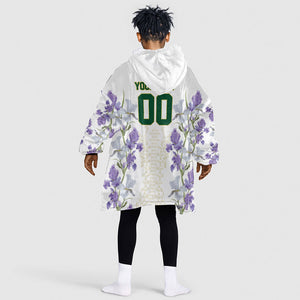 Custom Algeria Iris Floral White Kid Wearable Blanket Hoodie Africa Women’s Football Champion Series 2026