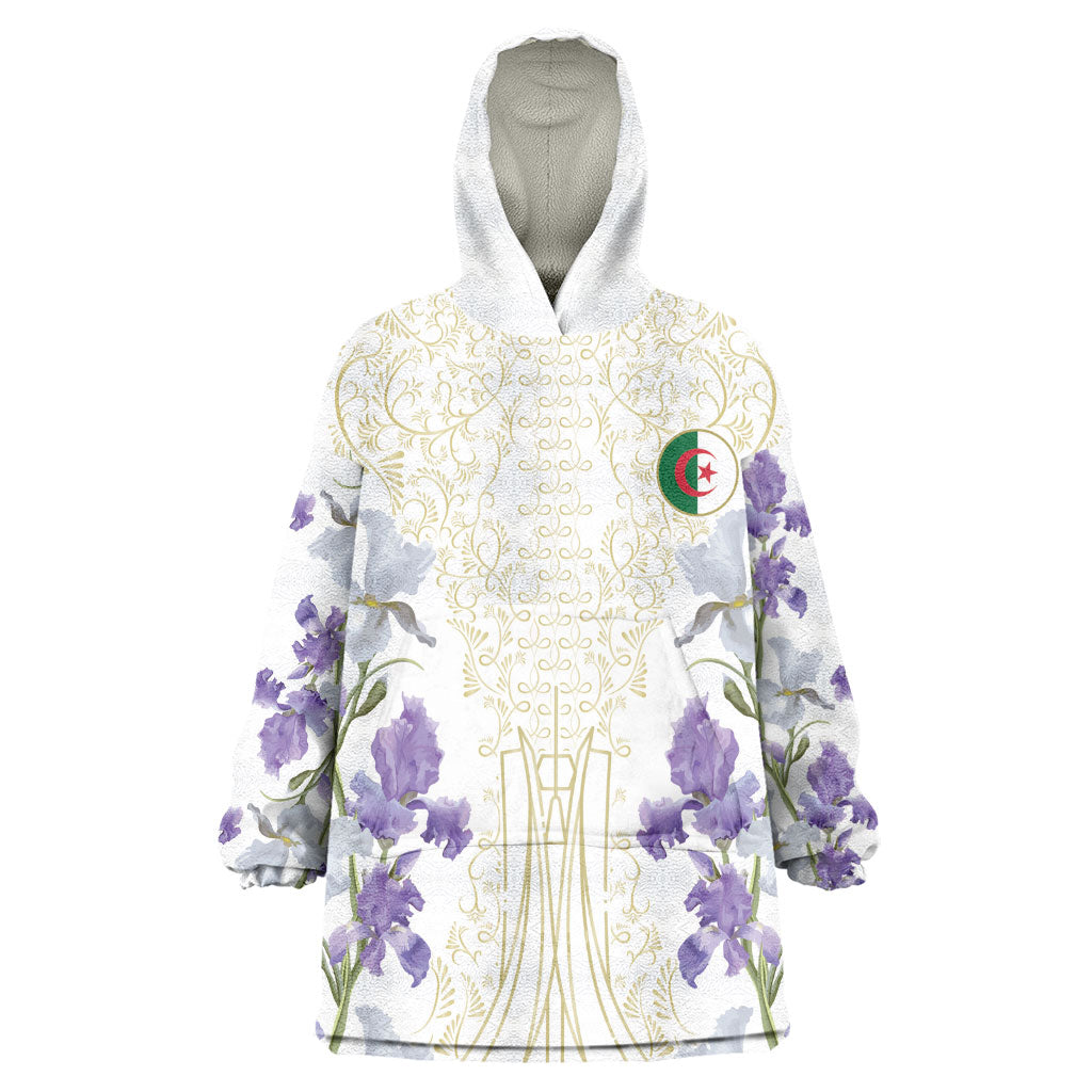 Custom Algeria Iris Floral White Kid Wearable Blanket Hoodie Africa Women’s Football Champion Series 2026
