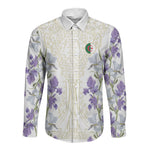 Custom Algeria Iris Floral White Long Sleeve Button Shirt Africa Women’s Football Champion Series 2026