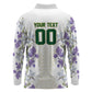 Custom Algeria Iris Floral White Long Sleeve Polo Shirt Africa Women’s Football Champion Series 2026