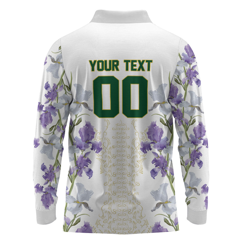 Custom Algeria Iris Floral White Long Sleeve Polo Shirt Africa Women’s Football Champion Series 2026