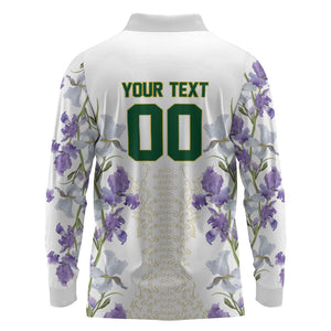 Custom Algeria Iris Floral White Long Sleeve Polo Shirt Africa Women’s Football Champion Series 2026
