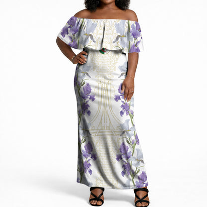 Custom Algeria Iris Floral White Off Shoulder Maxi Dress Africa Women’s Football Champion Series 2026