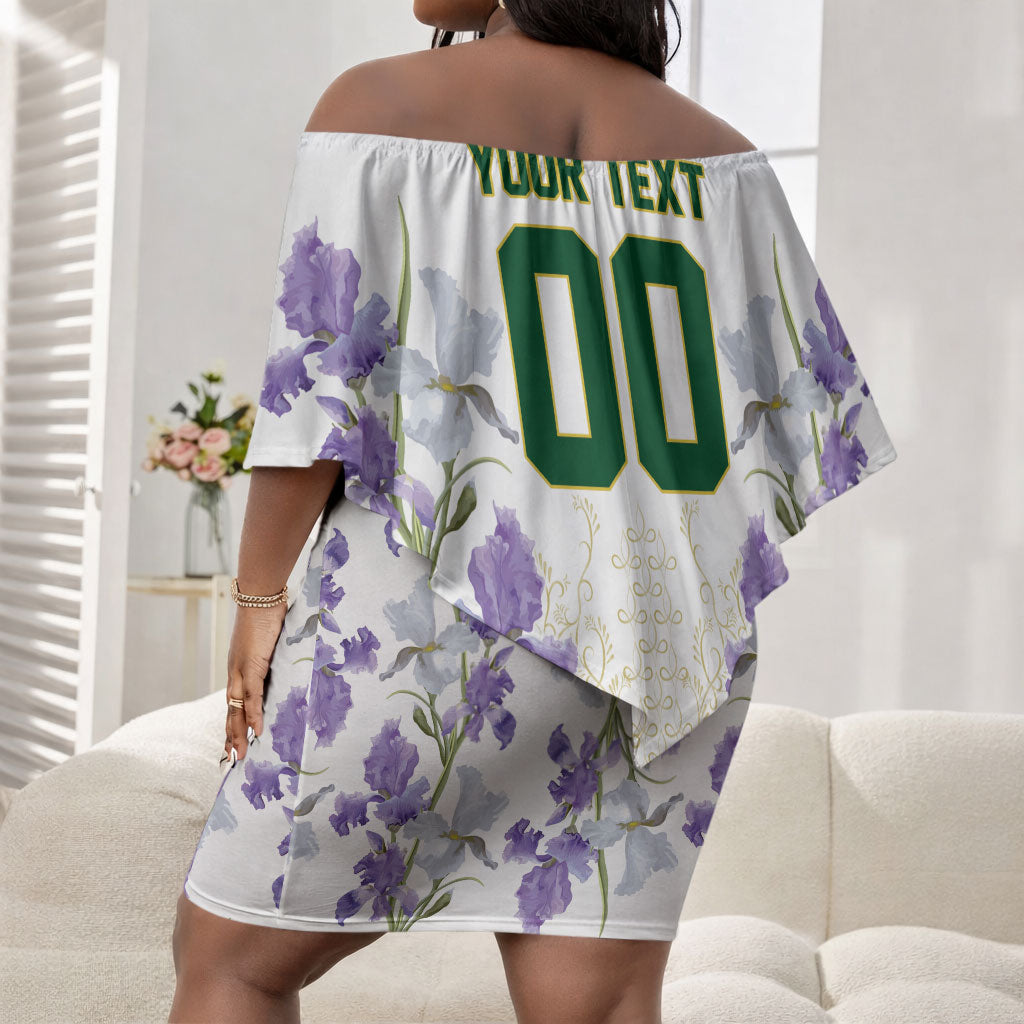 Custom Algeria Iris Floral White Off Shoulder Short Dress Africa Women’s Football Champion Series 2026