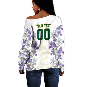 Custom Algeria Iris Floral White Off Shoulder Sweater Africa Women’s Football Champion Series 2026