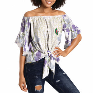 Custom Algeria Iris Floral White Off Shoulder Wrap Waist Top Africa Women’s Football Champion Series 2026