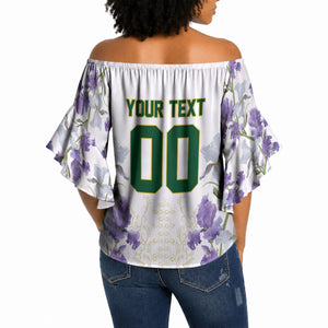 Custom Algeria Iris Floral White Off Shoulder Wrap Waist Top Africa Women’s Football Champion Series 2026