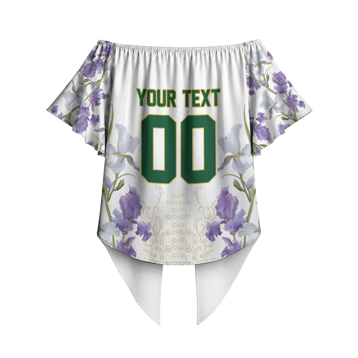 Custom Algeria Iris Floral White Off Shoulder Wrap Waist Top Africa Women’s Football Champion Series 2026