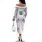 Custom Algeria Iris Floral White Off The Shoulder Long Sleeve Dress Africa Women’s Football Champion Series 2026