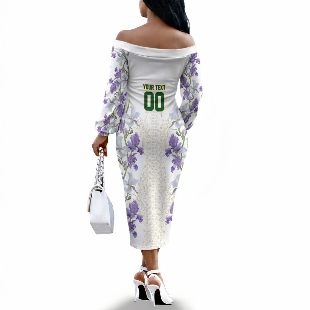 Custom Algeria Iris Floral White Off The Shoulder Long Sleeve Dress Africa Women’s Football Champion Series 2026