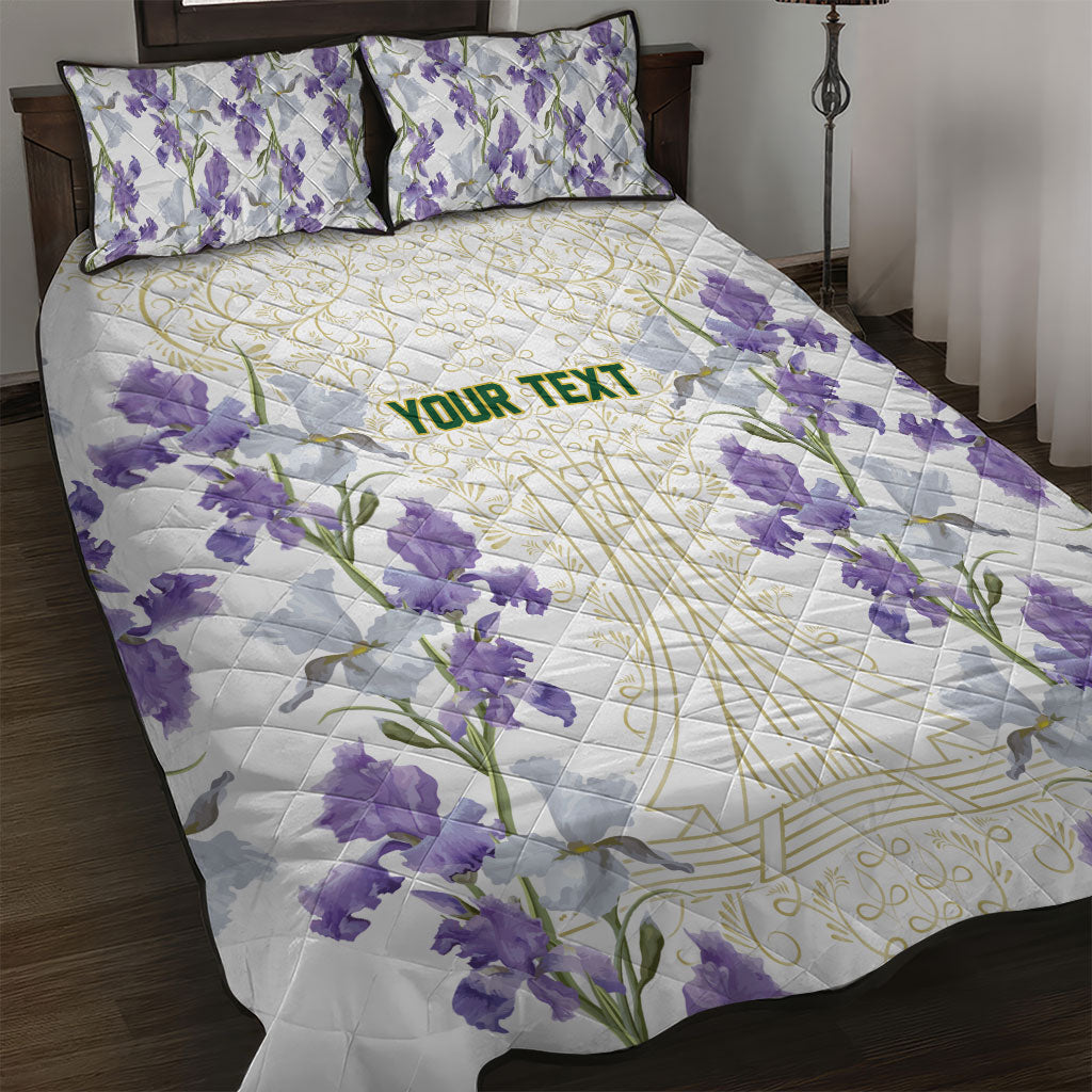 Custom Algeria Iris Floral White Quilt Bed Set Africa Women’s Football Champion Series 2026