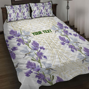 Custom Algeria Iris Floral White Quilt Bed Set Africa Women’s Football Champion Series 2026