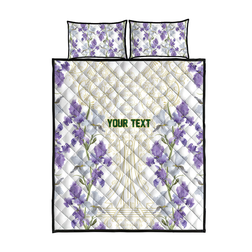 Custom Algeria Iris Floral White Quilt Bed Set Africa Women’s Football Champion Series 2026