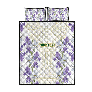 Custom Algeria Iris Floral White Quilt Bed Set Africa Women’s Football Champion Series 2026