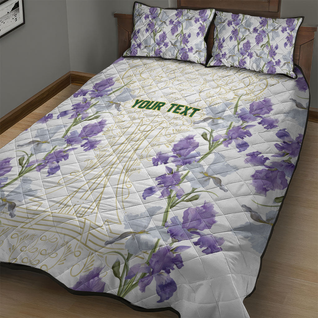 Custom Algeria Iris Floral White Quilt Bed Set Africa Women’s Football Champion Series 2026