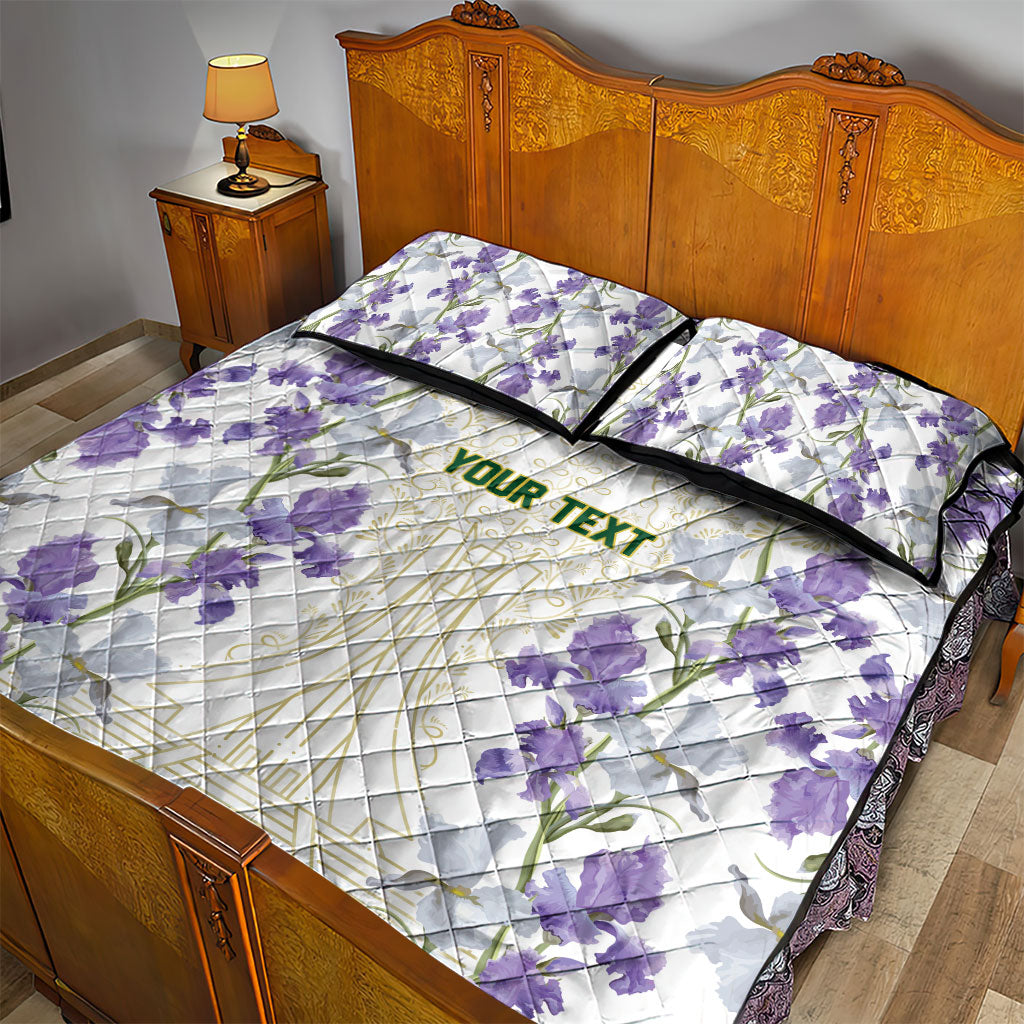 Custom Algeria Iris Floral White Quilt Bed Set Africa Women’s Football Champion Series 2026