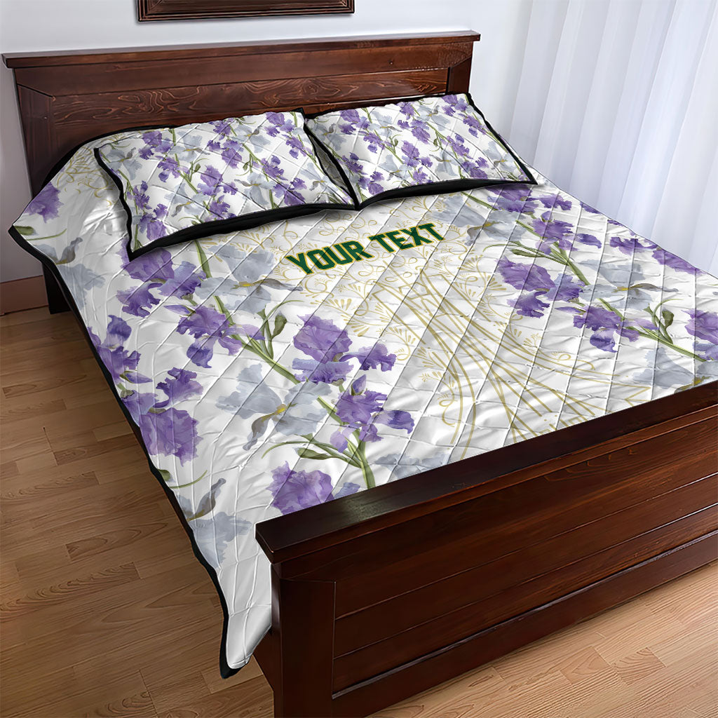 Custom Algeria Iris Floral White Quilt Bed Set Africa Women’s Football Champion Series 2026