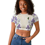 Custom Algeria Iris Floral White Raglan Cropped T shirt Africa Women’s Football Champion Series 2026