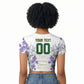 Custom Algeria Iris Floral White Raglan Cropped T shirt Africa Women’s Football Champion Series 2026