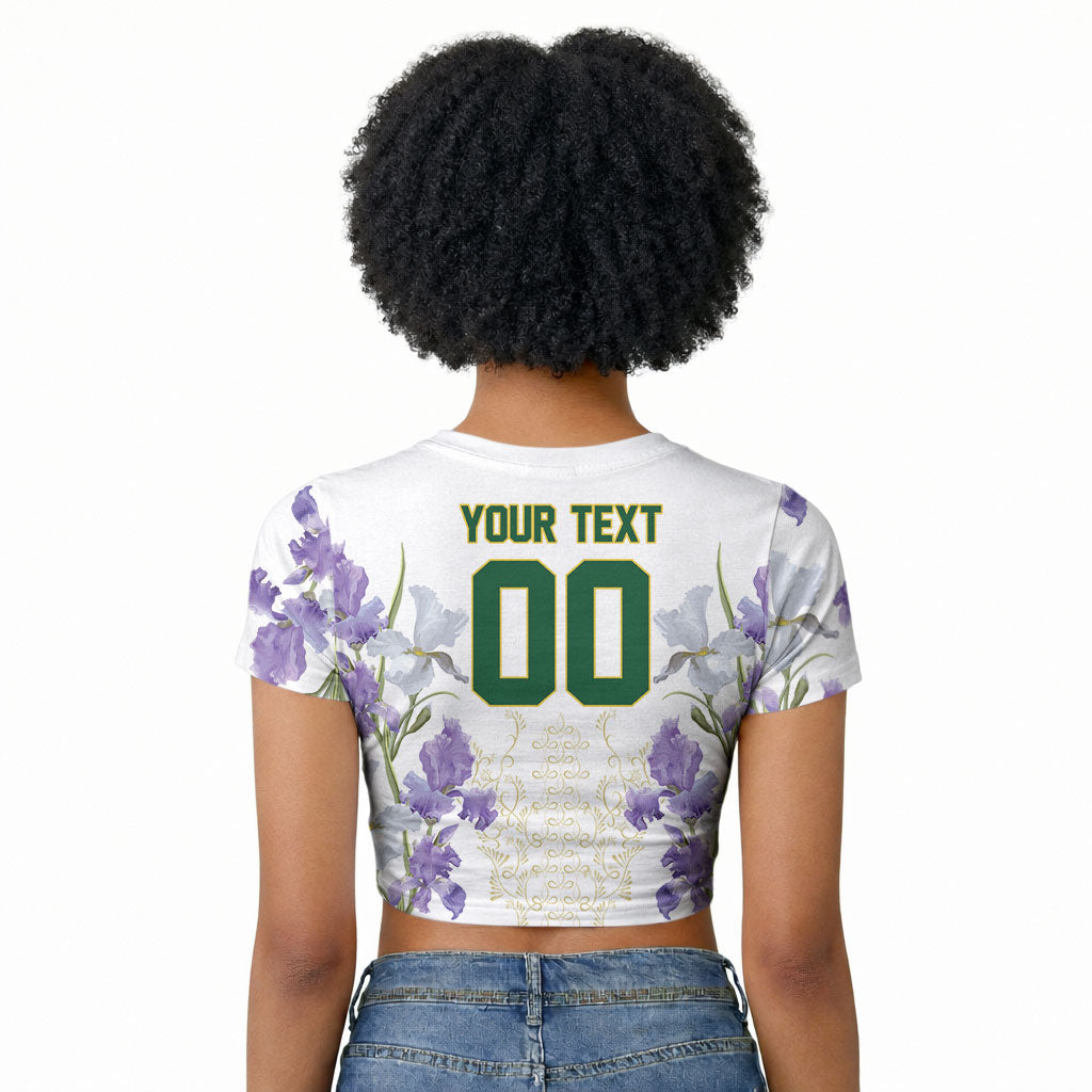 Custom Algeria Iris Floral White Raglan Cropped T shirt Africa Women’s Football Champion Series 2026